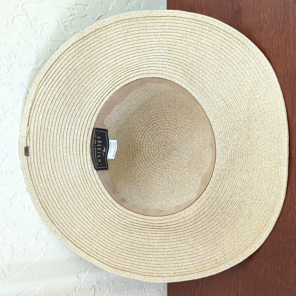 Solfish WET Beaded Floppy Woven Straw/Rattan Beach Hat One Size Fits Most - Picture 5 of 8